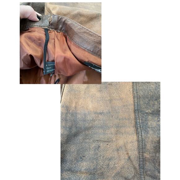Vintage 1980s Brown Leather Skirt Rocker Distressed Winlit Women size 11/12 READ - Picture 12 of 16